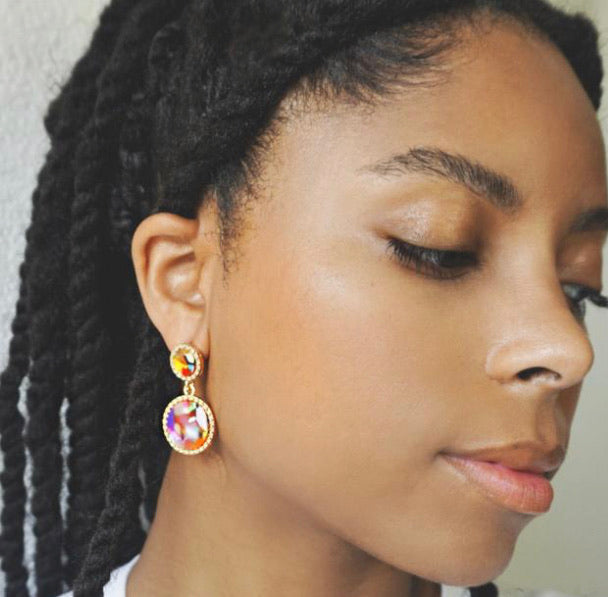 Enamel drop earrings