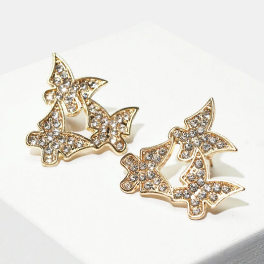 Trio stud butter fly earrings