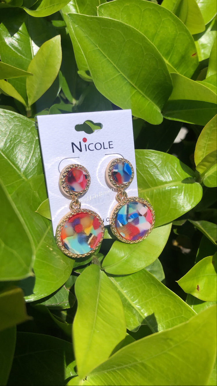 Enamel drop earrings